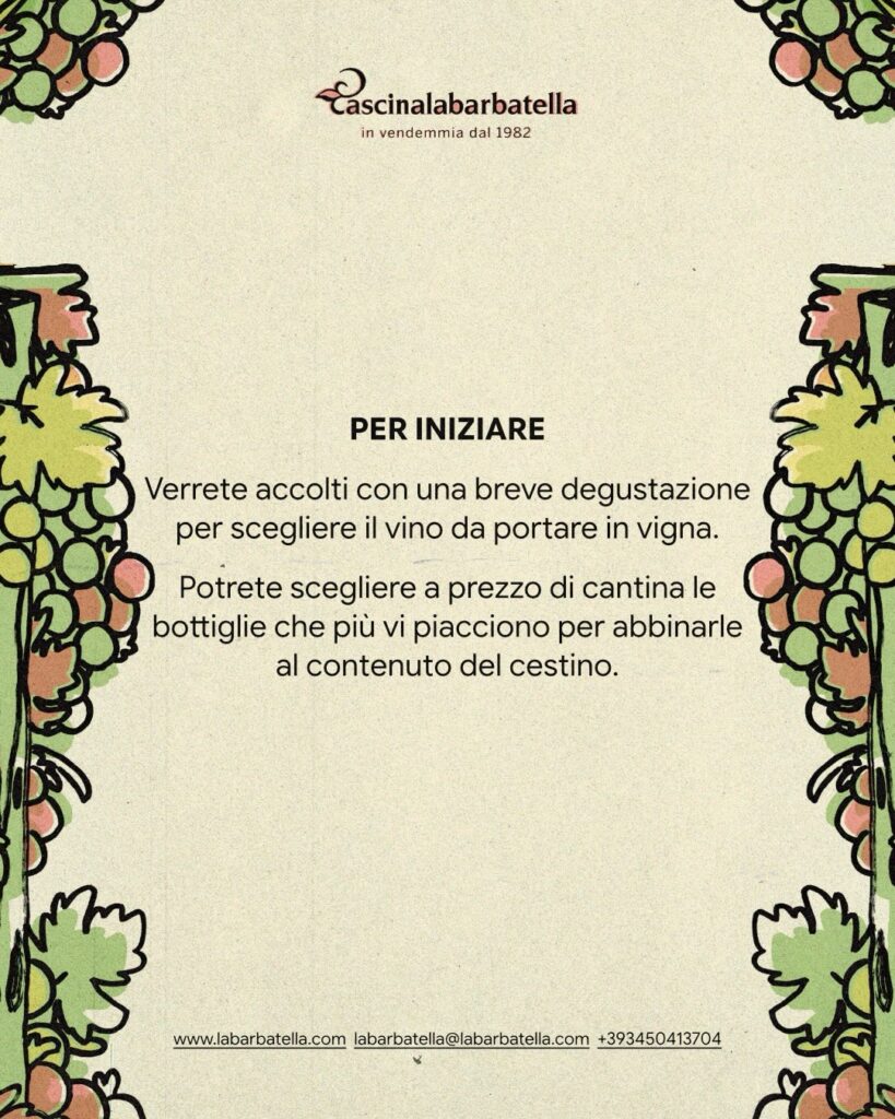 La locandina dell'evento pic nic in vigna di settembre 2026, degustazione iniziale